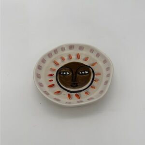 Vtg. Anthropologie Sunburst Sun Face Jewelry Trinket Dish 4.5” X 4.5”